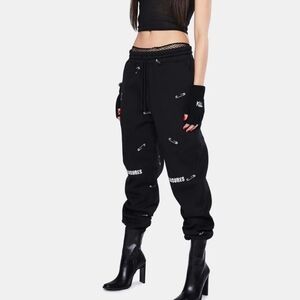Pleasures Safety Pin‎ Embroidered Sweatpants Women's Small Black Punk